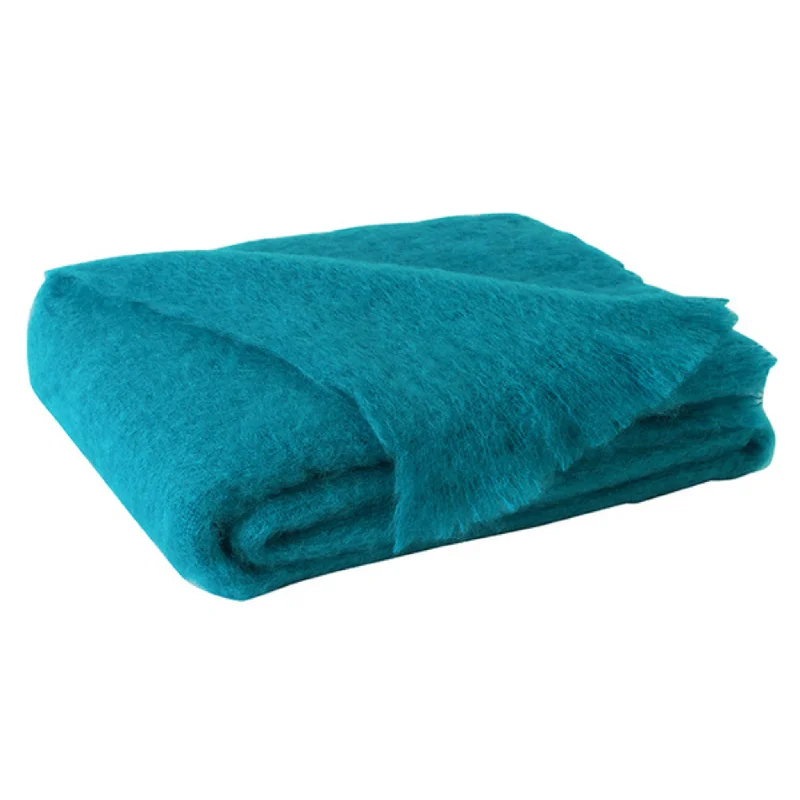 Turquoise Brushed Mohair Throw