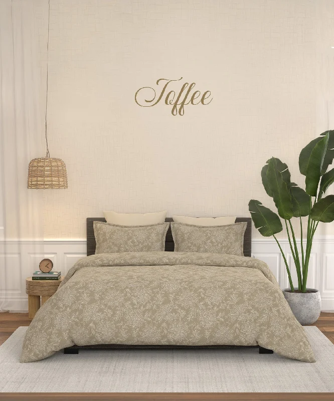 Home Essential Pastel Poetry King Bedsheet 144 Tc, 100% Cotton, Adelia Toffee