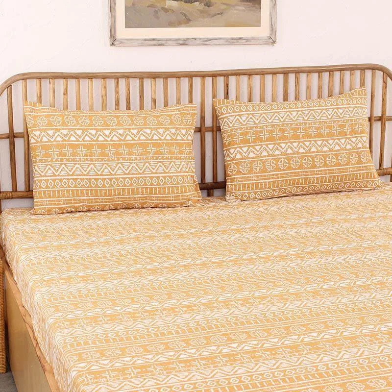 Kullu Patti Bedsheet - Yellow