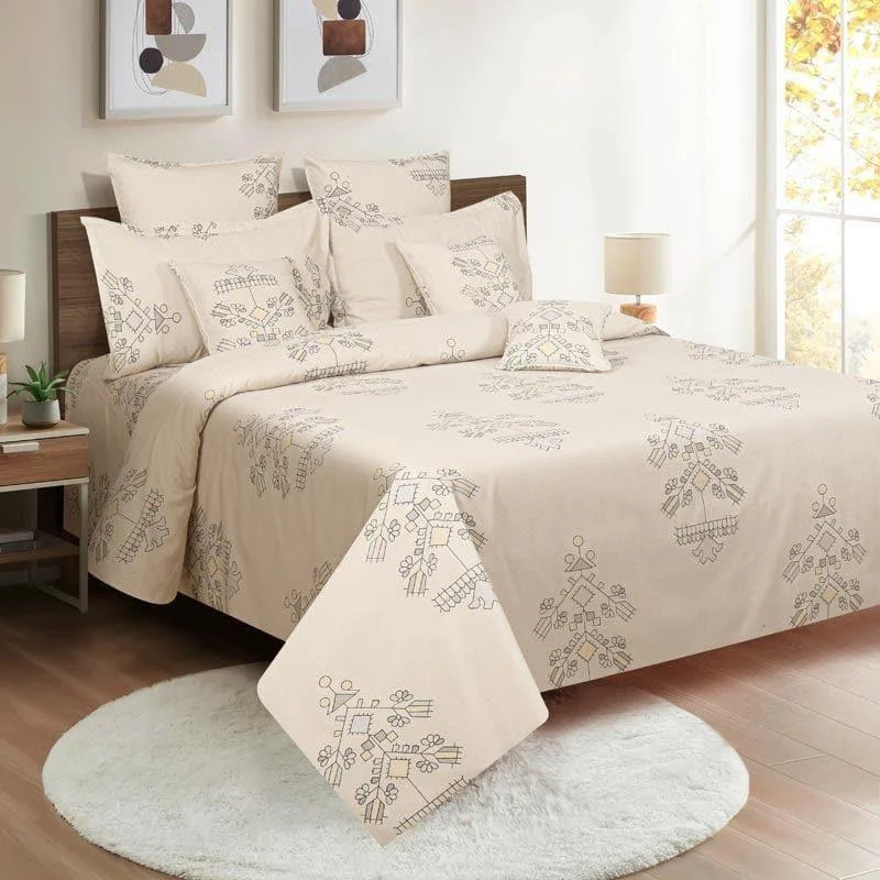 Navae Floral Bedsheet - Beige