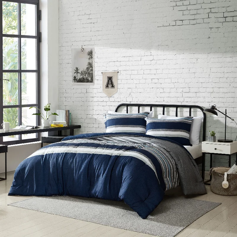 Nautica Heathered Block Grey Twin/Twin Xl Comforter-Sham Set