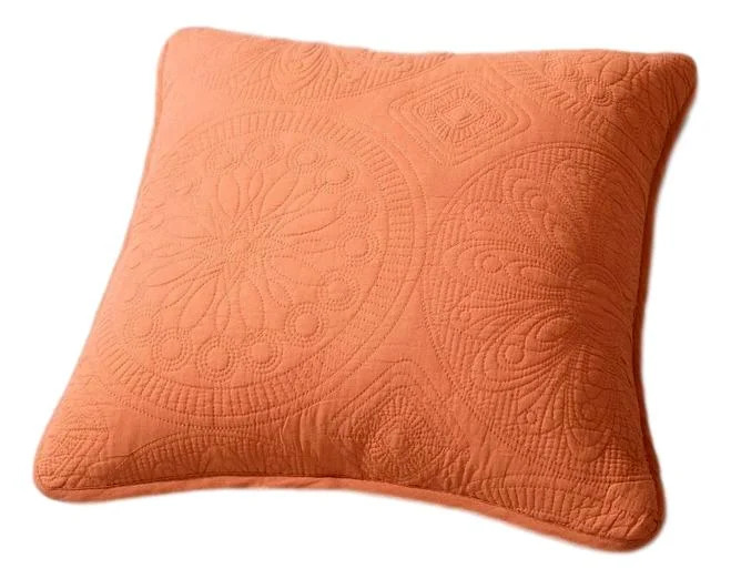 Tache Cotton Stone Washed Rustic Orange Medallion Tuscany Sunrise Cushion Covers / Euro Sham (JHW-595)