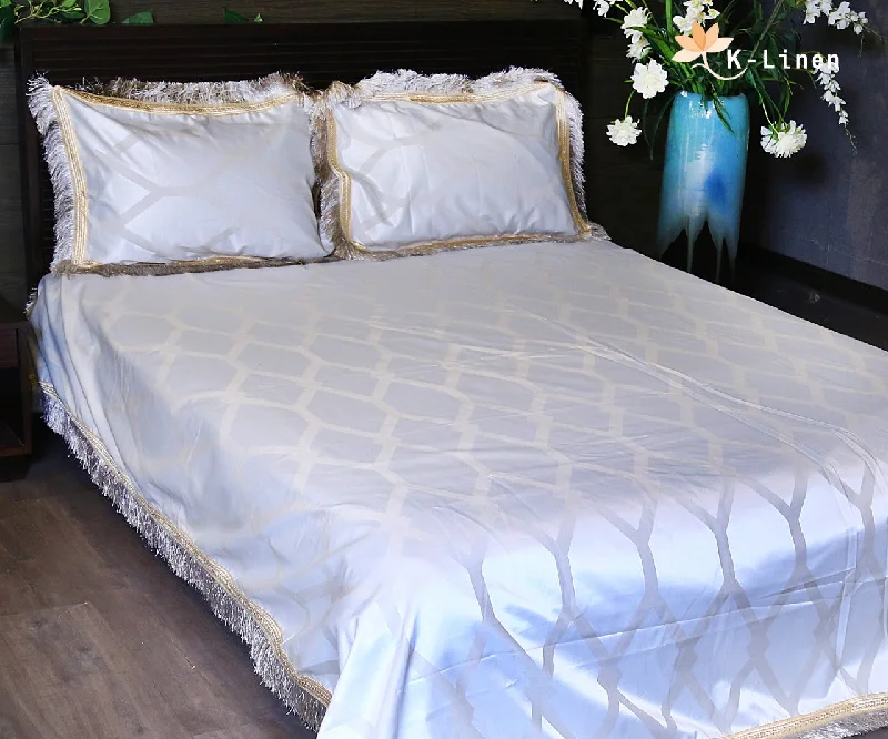 Palachi Satin Bed Sheet Set - Silver