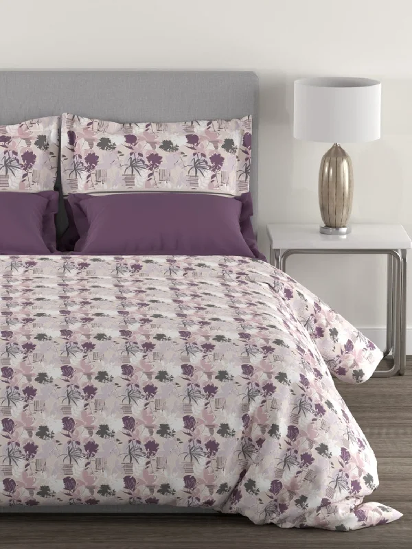 Epitome Adele Queen Bedsheet With 2 Pillow Cover, 144TC, 100% Cotton, Purple