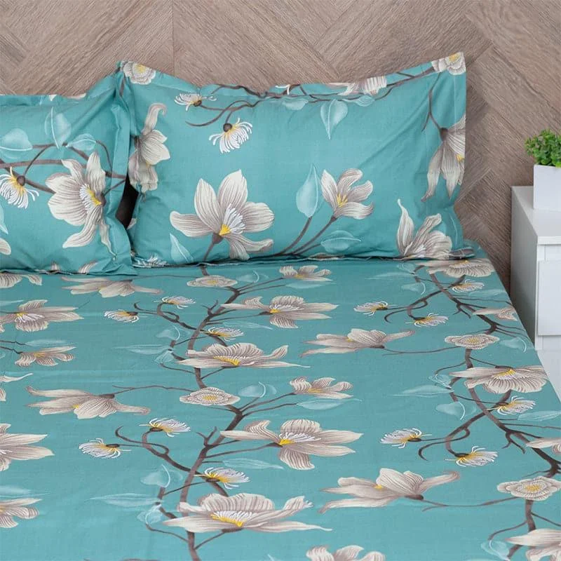 Lidera Flora Bedsheet - Blue