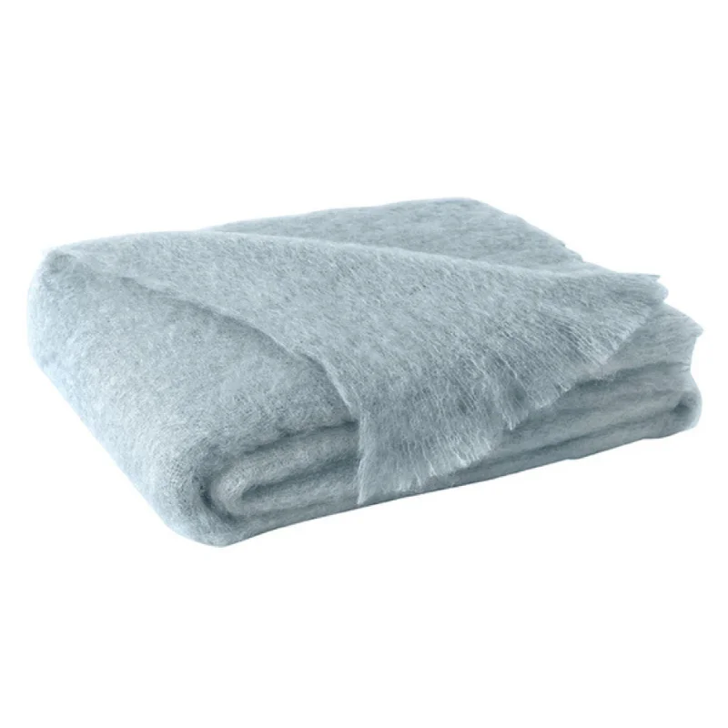 Glacier Blue Brushed Mohair Throw