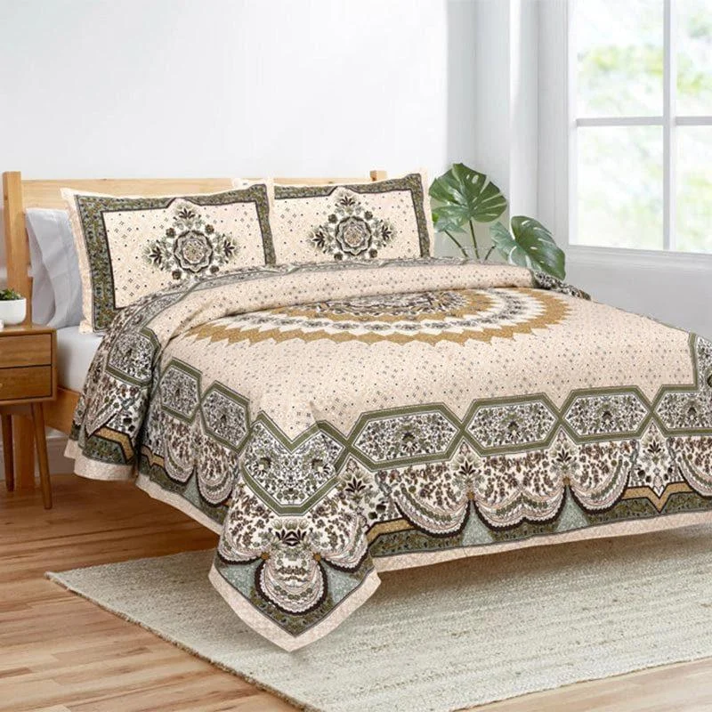 Sudrisha Ethnic Bedsheet - Beige