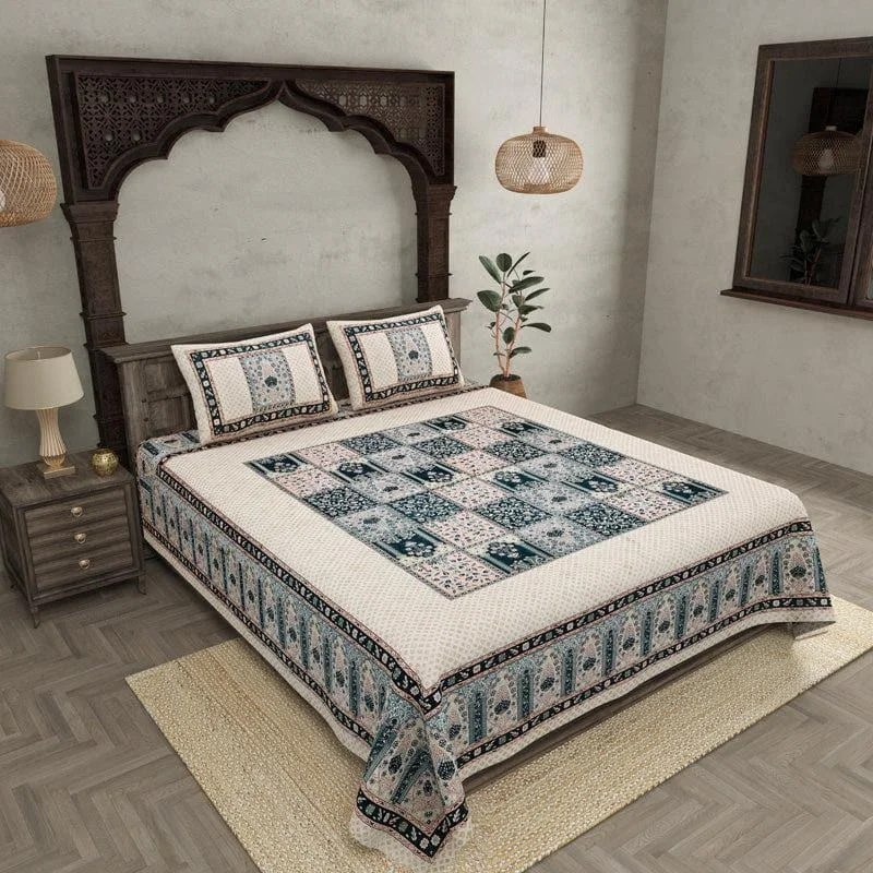 Manjima Ethnic Bedsheet - Blue