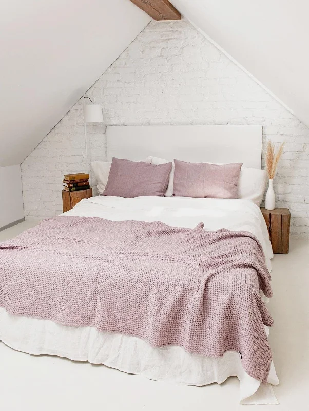 Linen Waffle Bed Throw | Dusty Rose