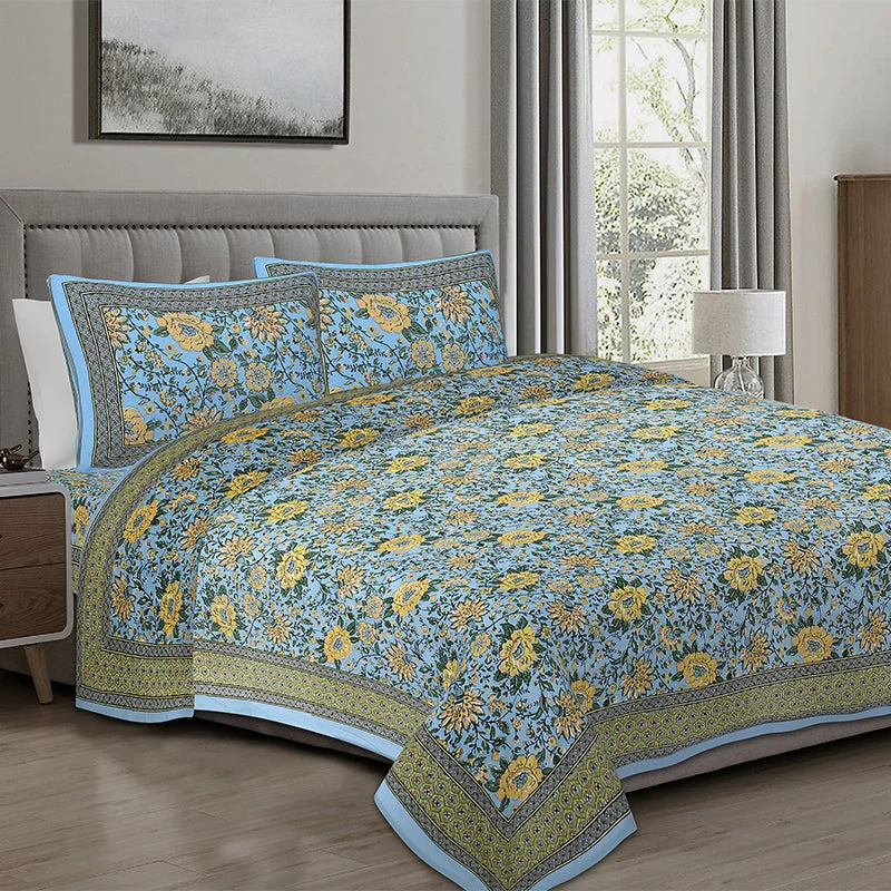 Alderidge Floral Printed Bedsheet - Yellow