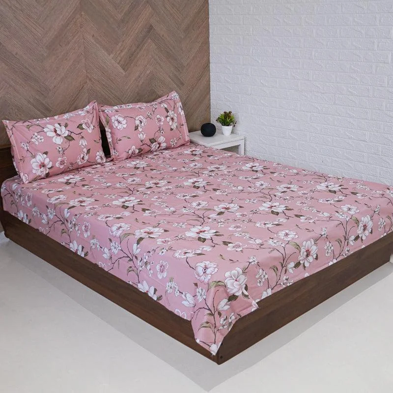 Advina Floral Bedsheet - Pink