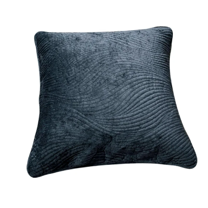 Tache Velvet Dreams Navy Blue Plush Waves Cushion Covers / Euro Sham (JHW-852BL)