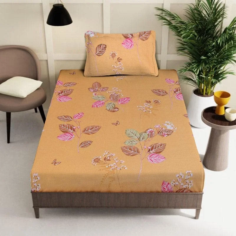 Agira Printed Bedsheet - Mustard