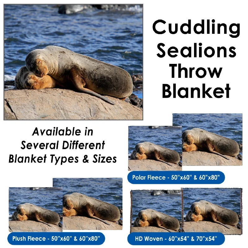 South American Sealions Cuddling - Throw Blanket / Tapestry Wall Hanging