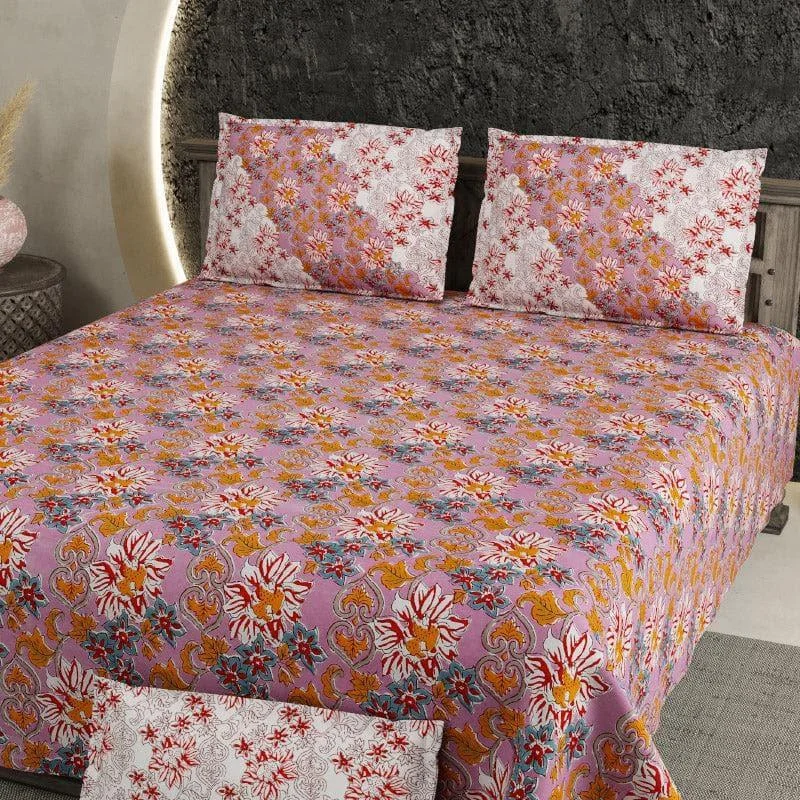 Talib Floral Bedsheet - Pink