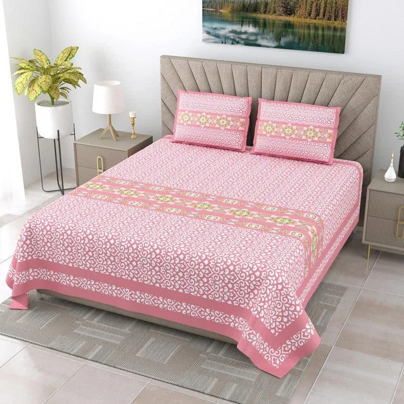 Aamintri Ethnic Bedsheet - Pink