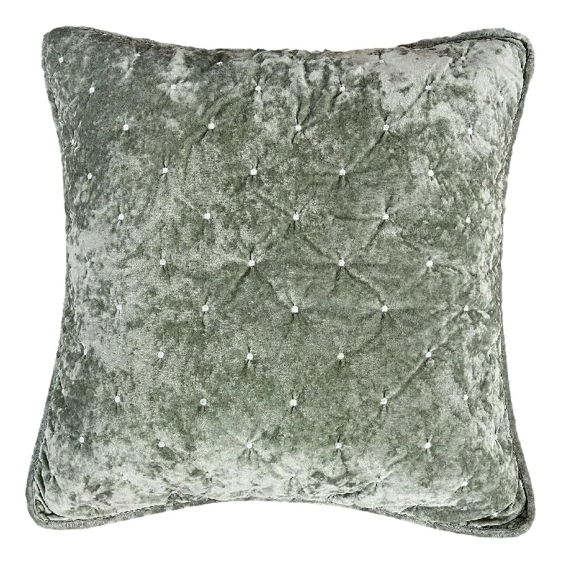 Tache Velvet Dreams Light Green Plush Diamond Tufted Cushion Covers / Euro Sham (JHW-853G)