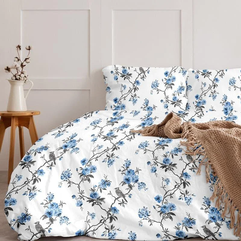 Cherry Blossom Floral Bedsheet - White