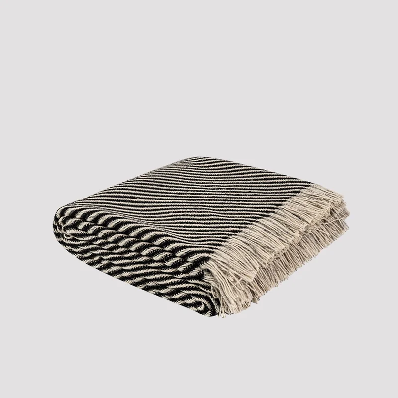 Fringe Modern Diagonal Striped Knit Throw Blanket