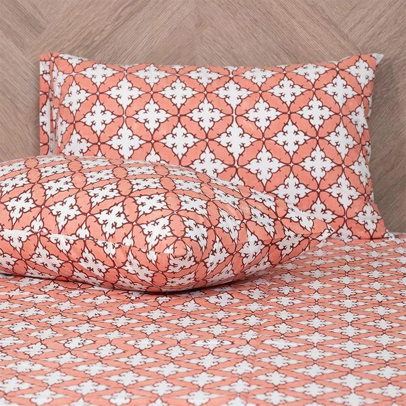 Deya Ethnic Printed Bedsheet - Rust