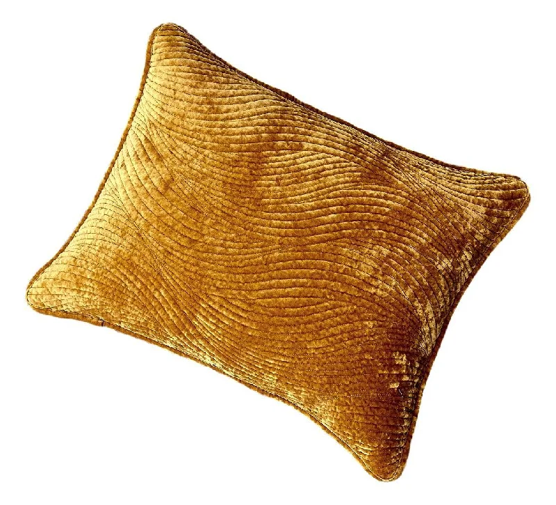 Tache Velvet Dreams Melted Gold Plush Waves Pillow Sham (JHW-852Y)