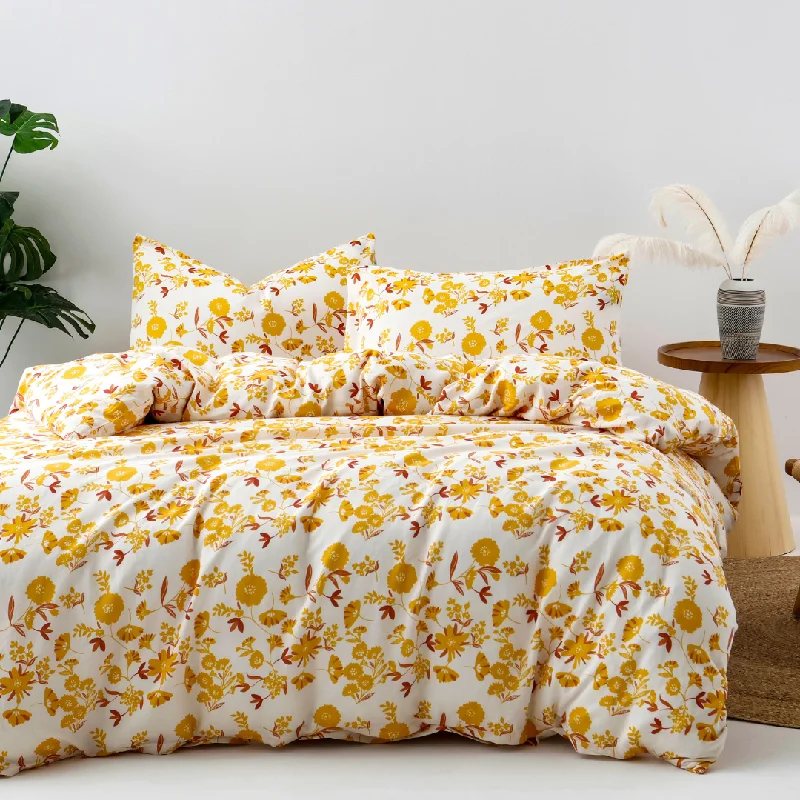 Linen Bamboo Sienna Printed Quilt Cover Set