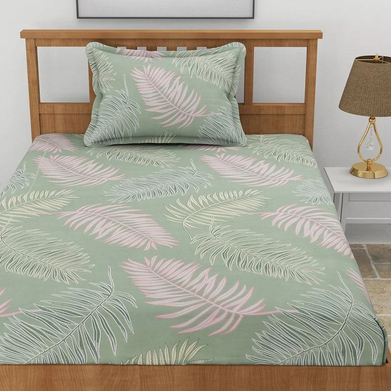 Iberis Floral Bedsheet - Fern Green