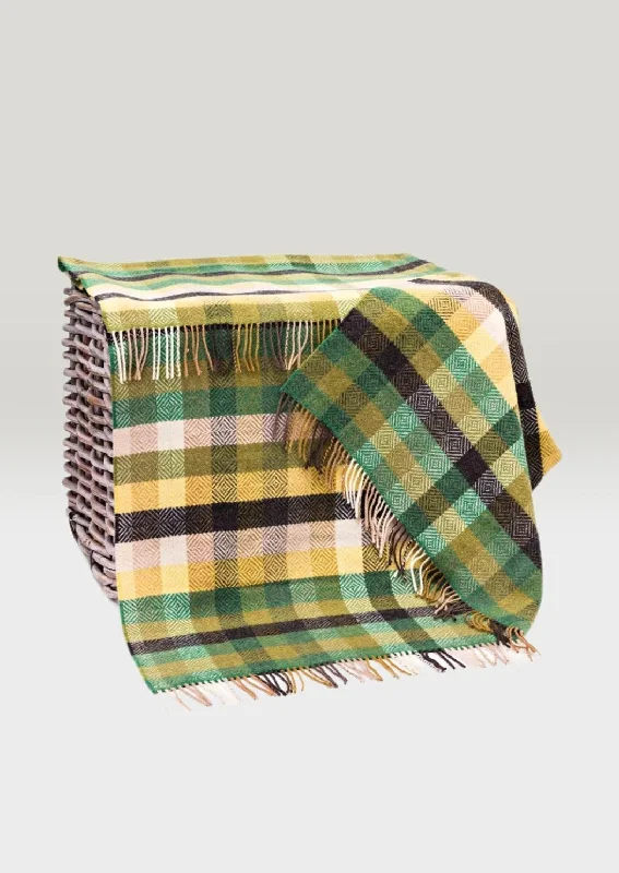 John Hanly Cashmere Merino Throw - Green Weave