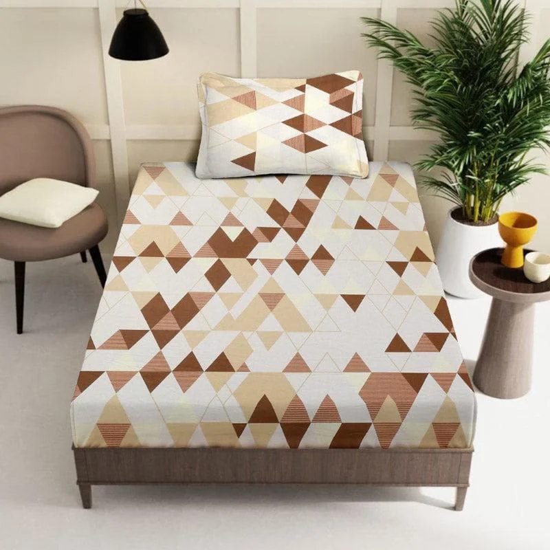 Jigsaw Jam Printed Bedsheet - Brown