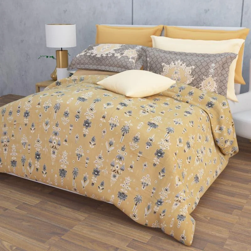 Teva Floral Bedsheet - Buff