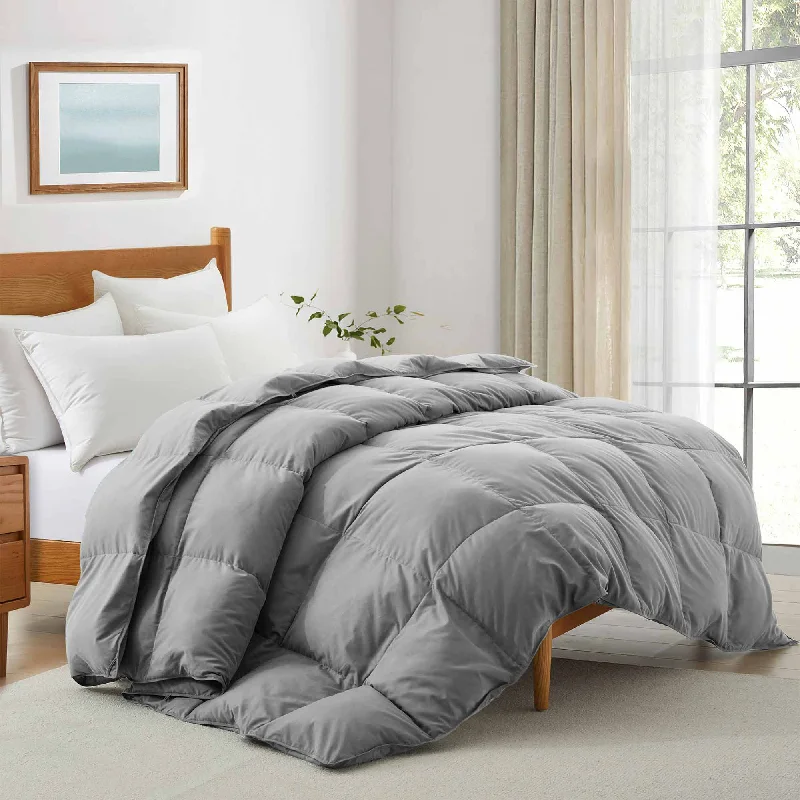 Ultra Soft Fabric All Season Premium Feather Fiber and Microfiber Comforter with 360TC, Dark Grey