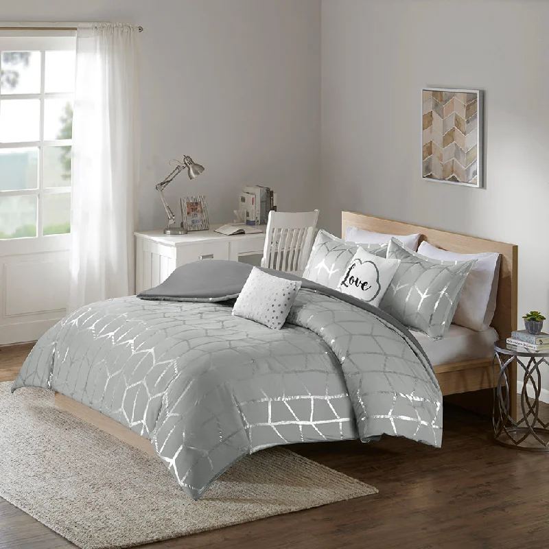 Streamdale Raina Metallic Printed Duvet Cover Set