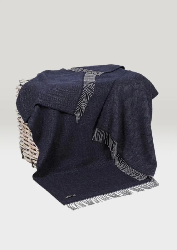 John Hanly Cashmere Merino Throw - Navy Gray