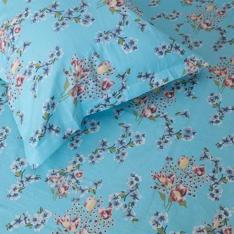 Iktha Floral Bedsheet - Blue