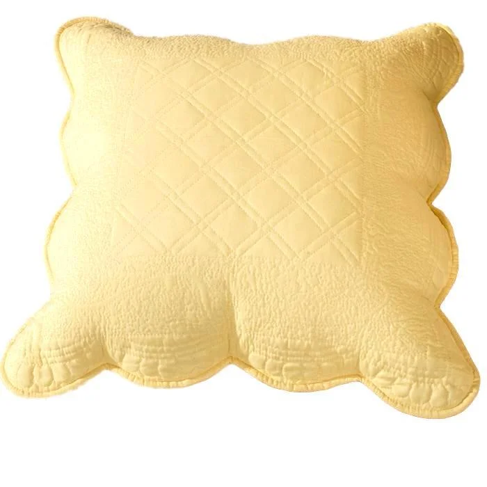 Tache Yellow Diamond Matelasse Scalloped Buttercup Puffs Cushion Covers / Euro Sham (YELLEMDES)