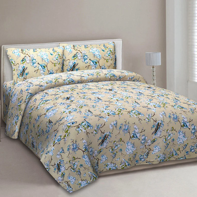 Madhuvani Floral Bedsheet - Yellow