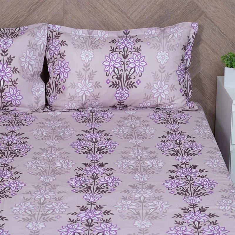 Misha Floral Bedsheet - Purple