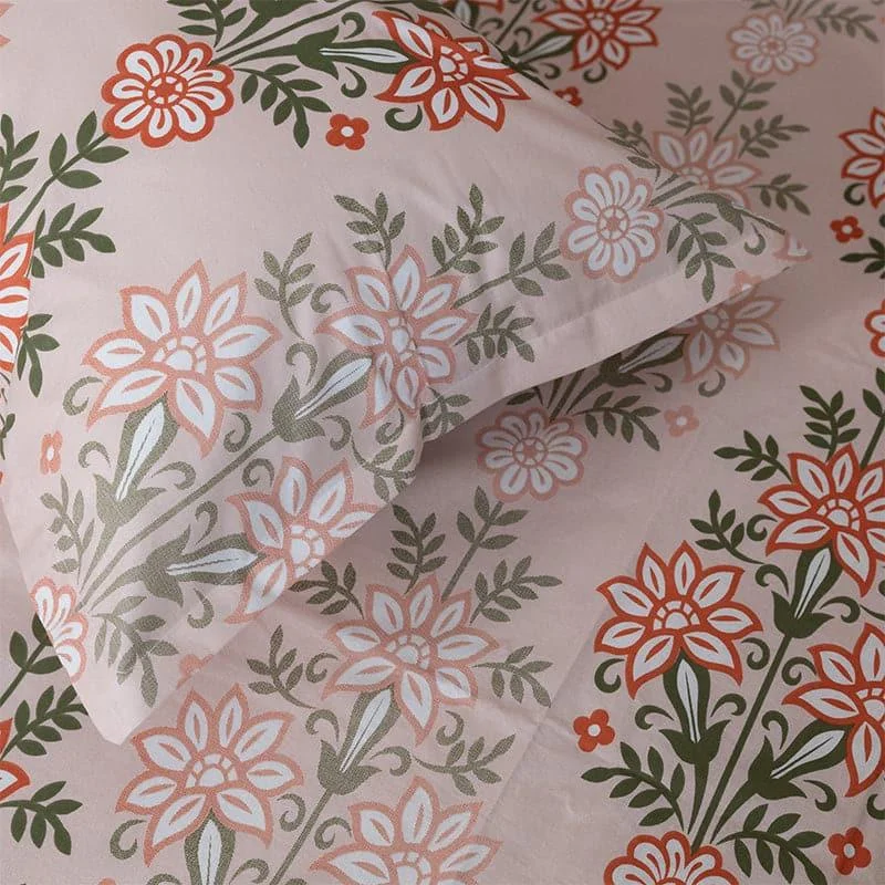 Misha Floral Bedsheet - Orange