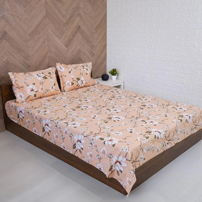 Advina Floral Bedhseet - Beige