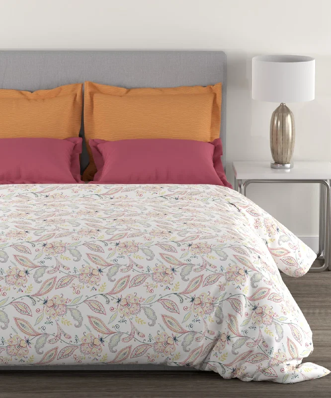 Home Essential Queen Bedsheet, 144 Tc , 100% Cotton Eden Garden Vivid Eden