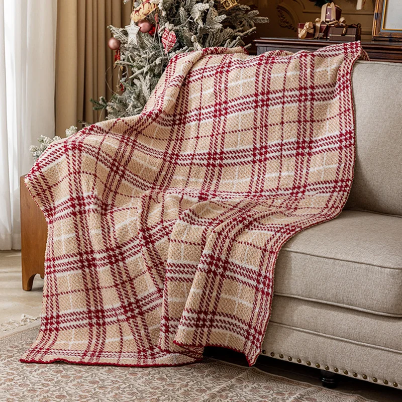 Classic Buffalo Plaid Sherpa Throw Red & White Checkered Design with Soft Lining for Cozy Comfort