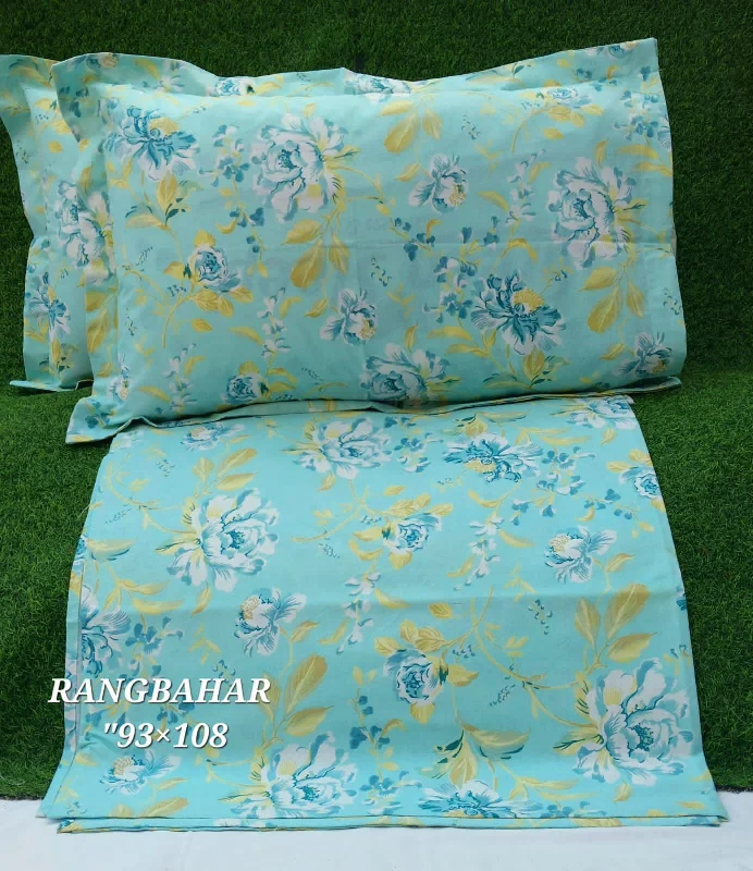 AQUA FLORAL BEDSHEET