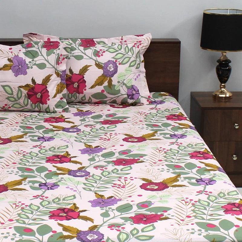 Yahvi Floral Bedsheet - Pink