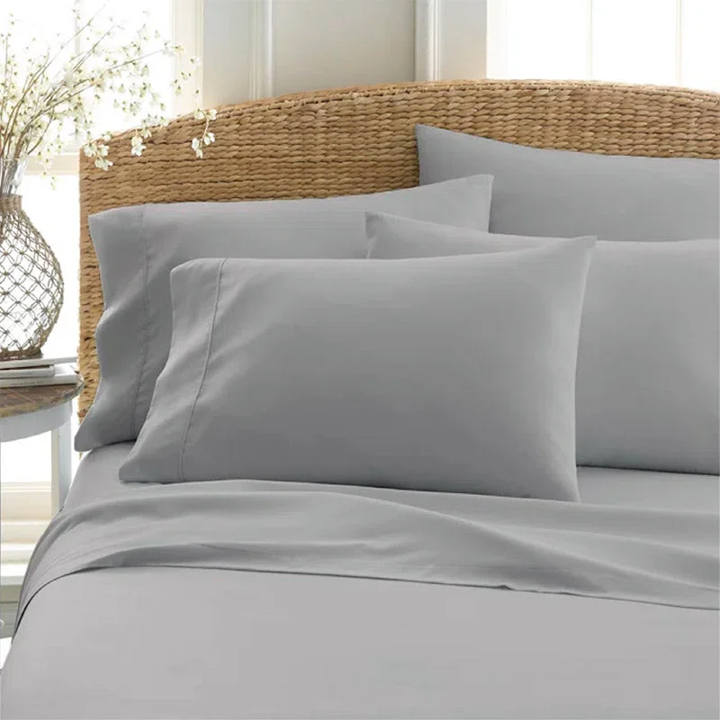 Sofia 100% Cotton Satin Weave Solid Bedsheet - Light Grey - 400 TC