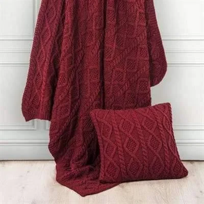 Red Cable Knit Throw Blanket