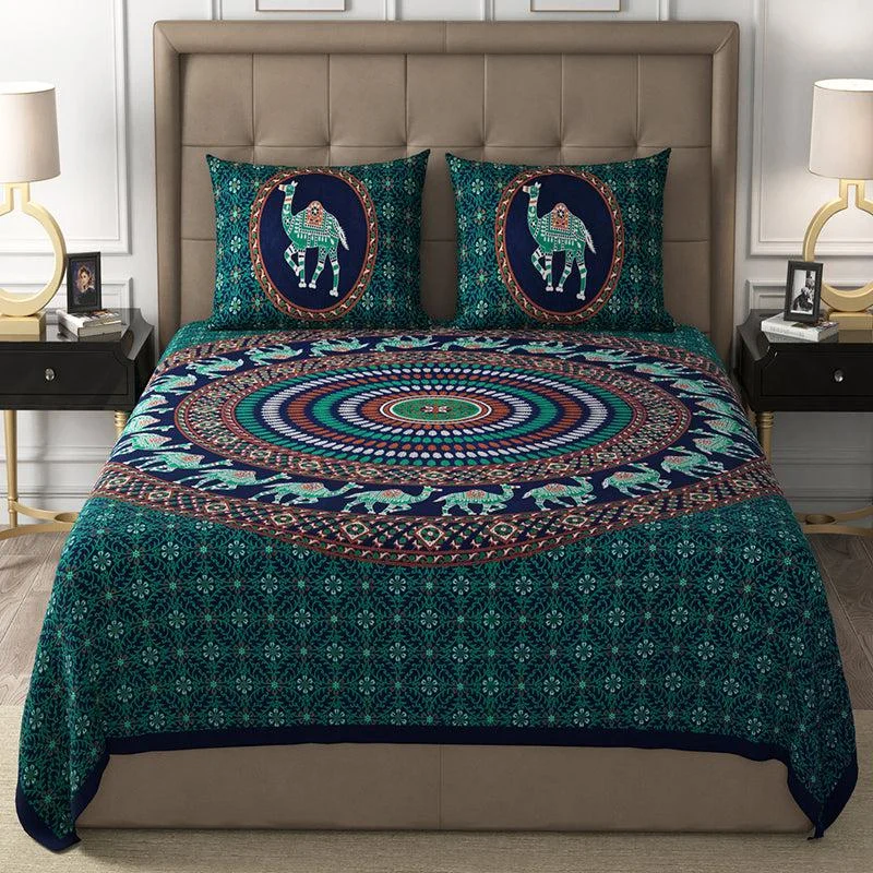 Namish Mandala Bedsheet - Green