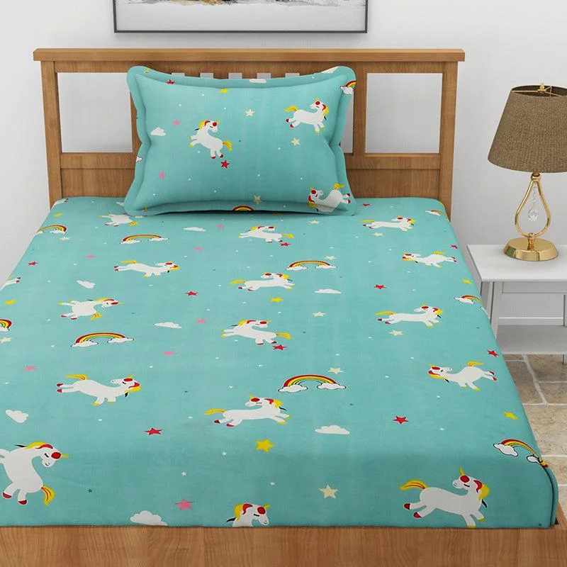 Sky Bow Kids Bedsheet - Aqua