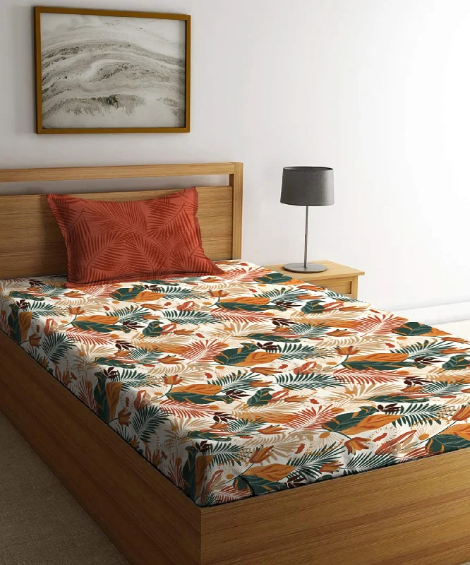 Urban Comfort Tropicana Single Bedsheet With 1 Pillow Cover, 144TC, 100% Cotton, Multicolor