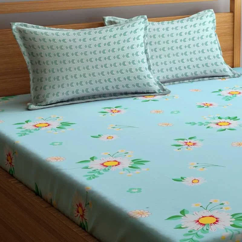 Blue Mosaic Floral Bedsheet