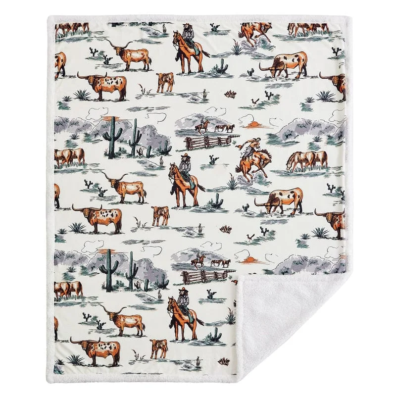 Ranch Life Western Throw Blanket- Multicolor